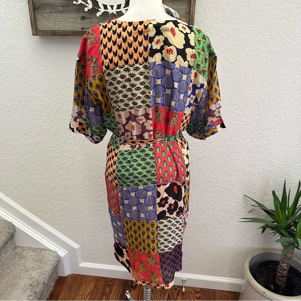 Anthropologie Dhruv Kapoor button front‎ bright print belted dress size M NWT - Picture 2 of 10